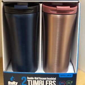 Sully 2 Double Wall Vacuum Insulated Tumblers 16.9 oz 500 ml Blue, Rose Gold NIB